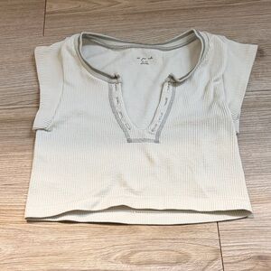 Urban Outfitters Cream Ribbed Crop Top